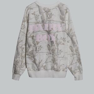 Dairy Boy Camo Crewneck with Pink Writing